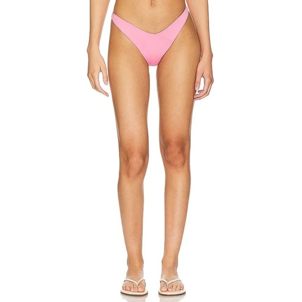 L*Space Low Tide Bitsy Bikini Bottom Guava Pink V-Front High Leg LSLTB24 Small
